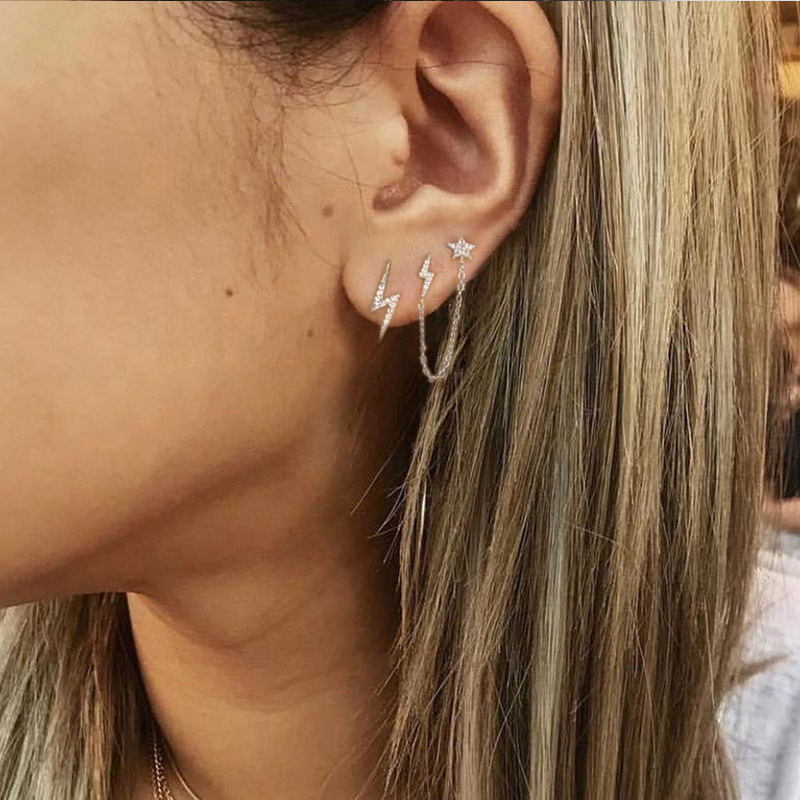 Street Occasion 925 Sterling Silver Material Geometric Pattern 925 Sterling Silver Artificial Gemstones Geometric Drop Earrings