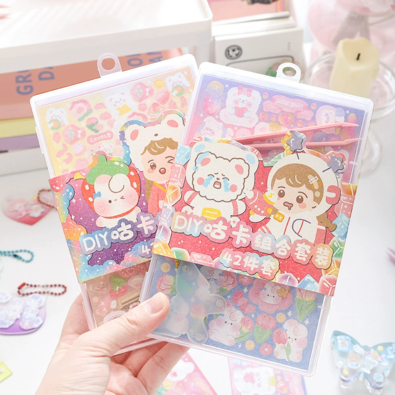 DIY Goo карта комбинированный костюм мультфильм высокая стоимость цвета ручной работы материал наклейка патрон Цепочка Из Бисера Пинцет карточный кирпич