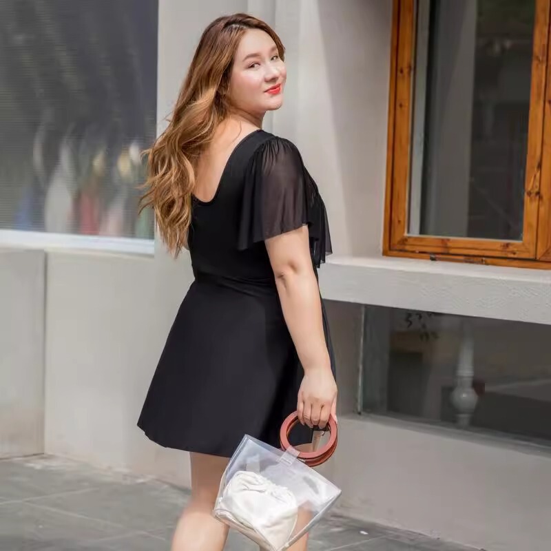 New Plus Size Hot Spring Women's Fat mm Covers Belly, Looks Slim and Conservative, Loose Pregnant Women's One-Piece Boxer Skirt Swimsuit