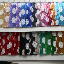 3mm色丁底珠片绣花圆点 亮片绣布料 叠片圆圈电脑绣时装舞台面料