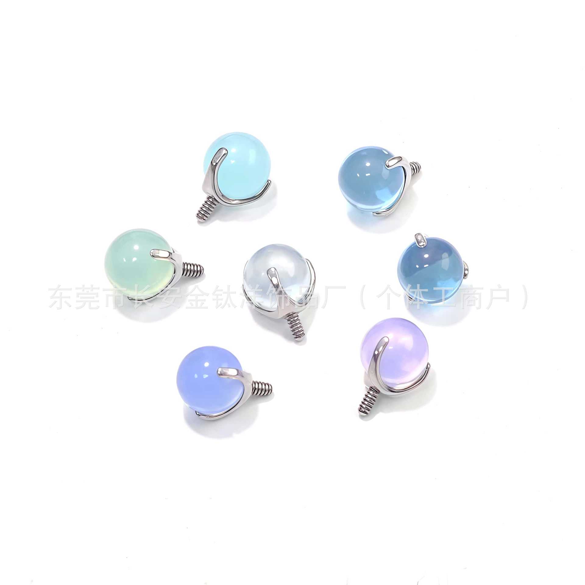 F136 Titanium Three-Claw Bezel-Set Opal Ball Earrings Lip Nails Tongue Nails Ear Bone Nails G23 Titanium Alloy Piercing Jewelry detail image 8