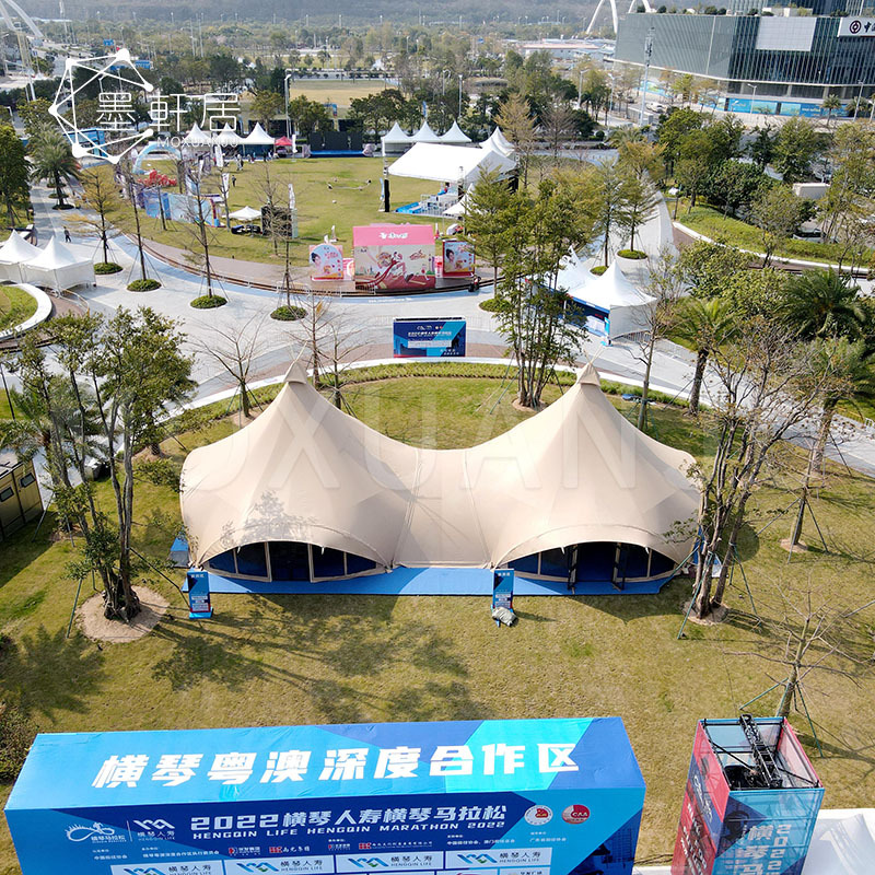 新品连体印第安帐篷湿地露营酒店规划建造尖顶VIP休息室活动篷房