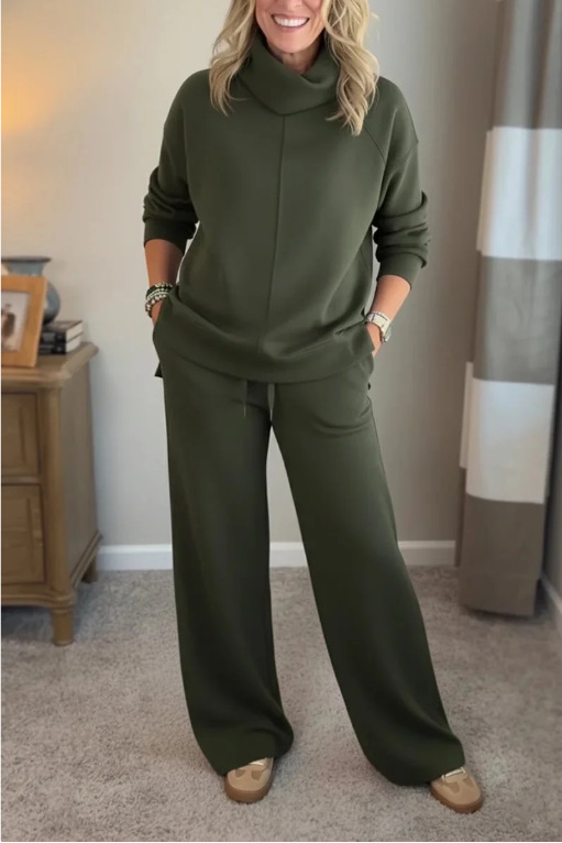 Women's High Neck Sweatshirt Solid Colour Casual Elegant Autumn Top_voghion.com