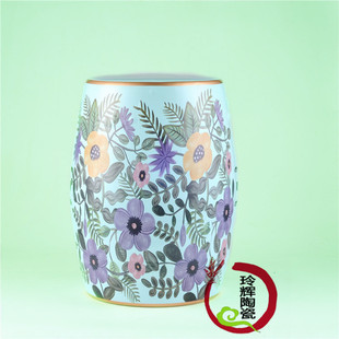 Ceramic drum stool stool drum Pier embroidered Pier ceramic drum stool new Chinese outdoor ceramic stool blue yellow red flowers bloom