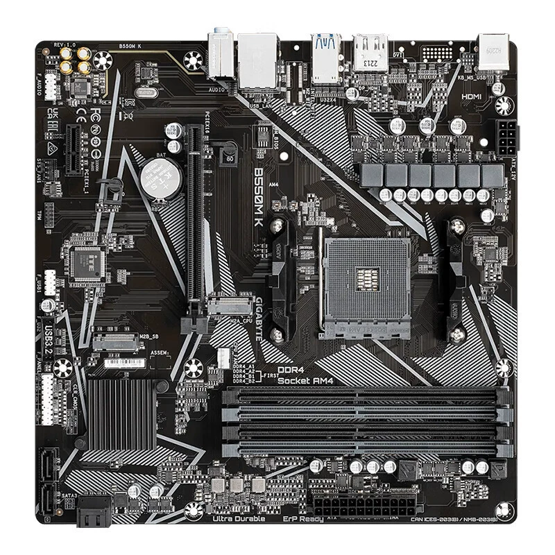Материнская плата (GIGABYTE) B550M-K, AM4 micro-ATX, совместима с AMD Ryzen 5600G/5700G