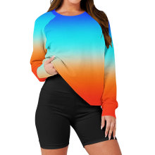 2024欧美外贸速卖通秋季新款时尚宽松基础百搭圆领女士渐变卫衣