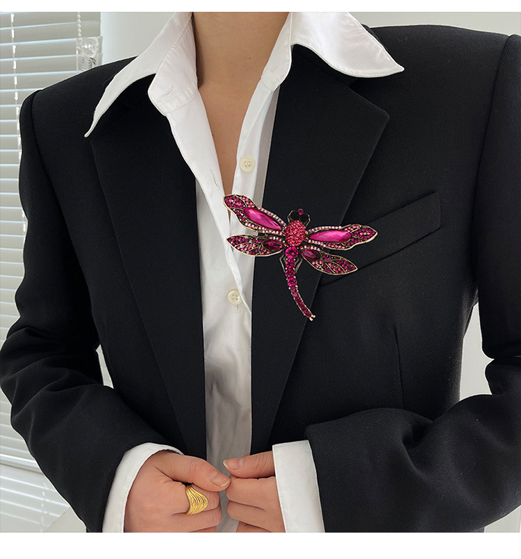 Broche de libélula con cristales estilo europeo