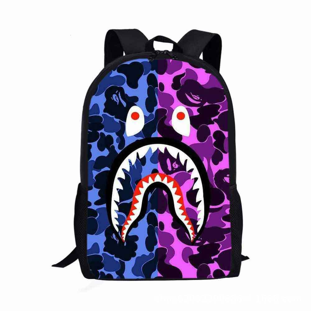 Estudiante de la escuela primaria mochila camuflaje tiburón logotipo imprimible de gran capacidad Mochila para niños mochila de dibujos animados transfronteriza entrega