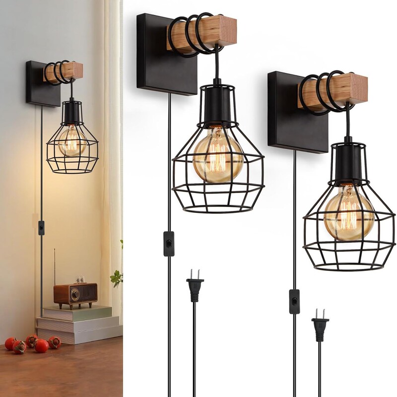 American Country Retro Industrial Style Cage Wall Lamp Bedroom Bedside Kitchen with Plug Switch Corridor Aisle Lamp American Country Retro Industrial Style Cage Wall Lamp Bedroom Bedside Kitchen with Plug Switch Corridor Aisle Lamp