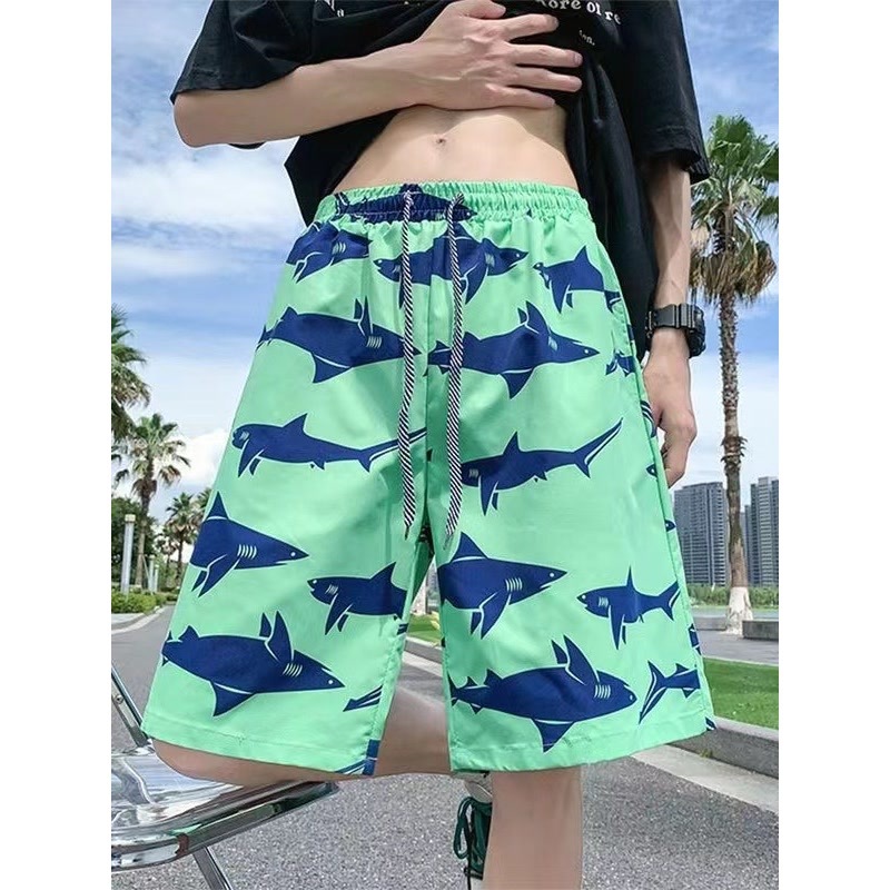 Men's Summer Sports Casual Shorts, Trendy Five-Point Loose Quick-Dry Beach Shorts