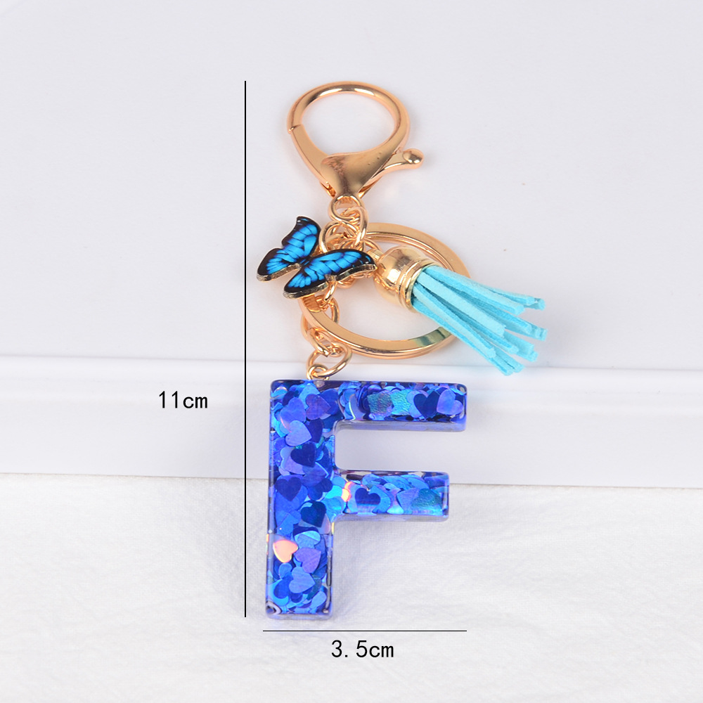 Cross-border Hot Sale 26 letras inglesas llavero de resina de goteo de goma esquinilla llavero de letras de amor personalizado