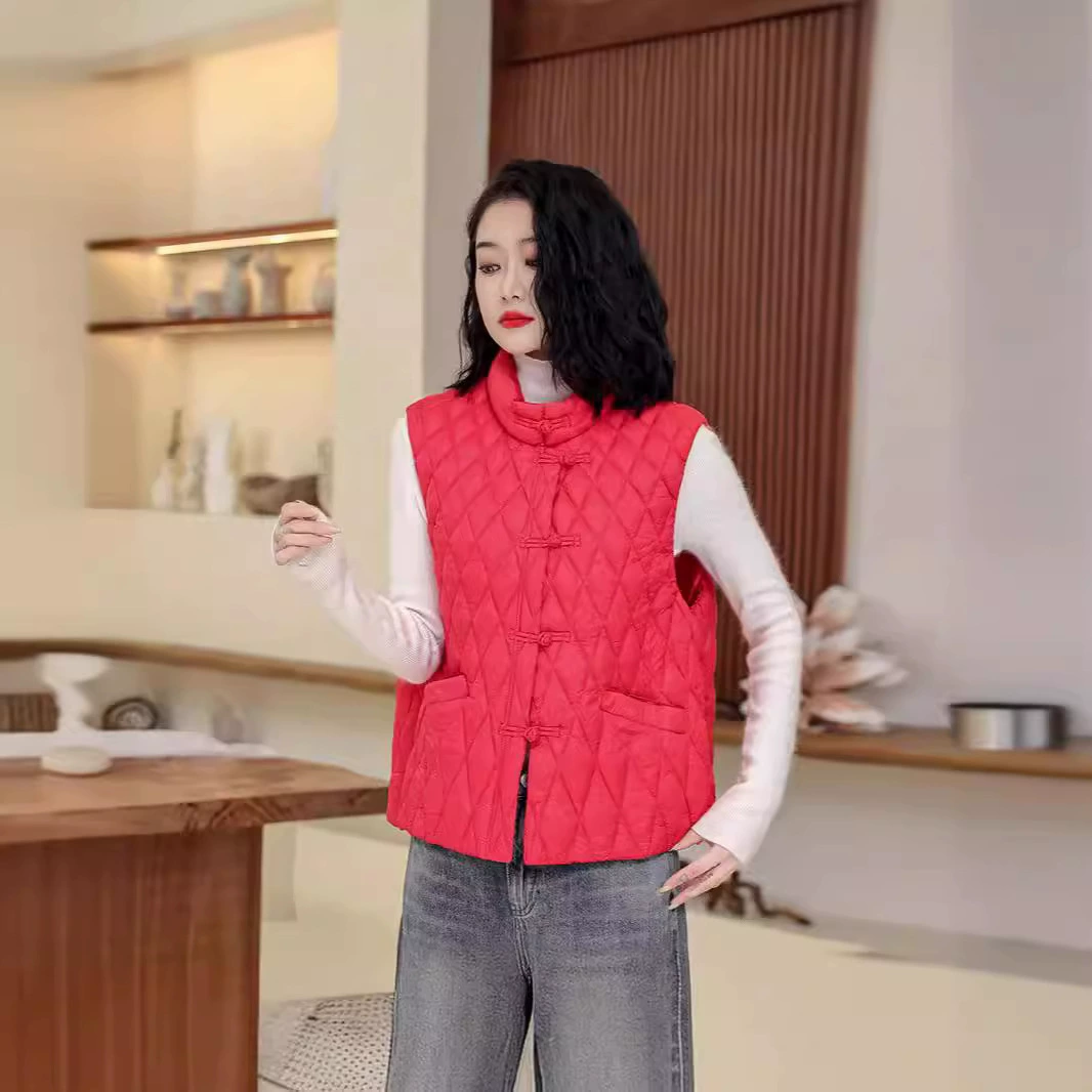 Литературная ретро пряжка теплый жилет дамы носят ромбовидный воротник и плечи тонкие без рукавов