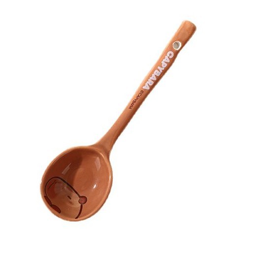 Kapibala nueva cuchara de cerámica de dibujos animados cuchara de mango largo cuchara redonda cuchara de sopa para el hogar cuchara linda para comer para niños