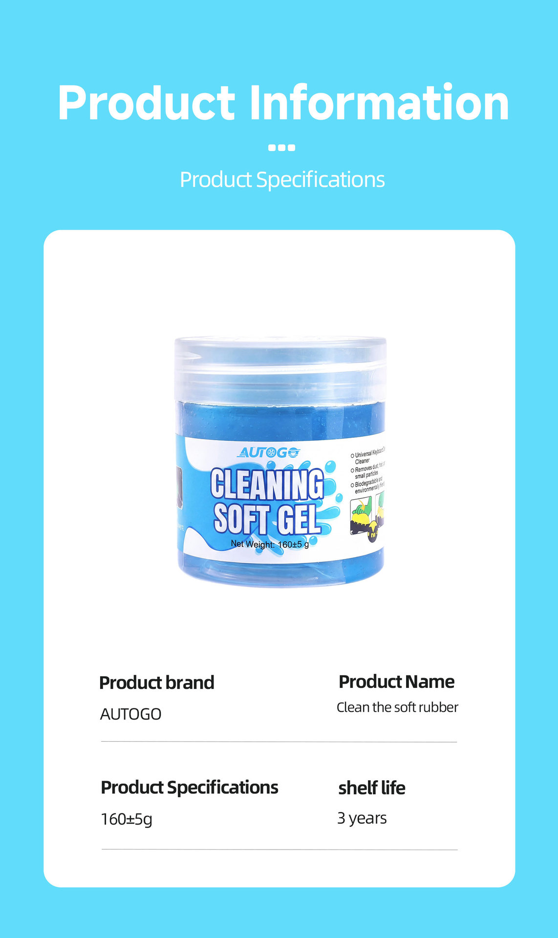 AUTOGO Cleaning Gel - Multi-functional Cleaning Paste for Car Interior Gaps, Keyboard, and Dust Removal