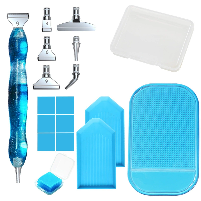 Diamond Pen Tool Set, Multi-Color Handle, Metal Heads & Diamond Bits, Compact Case