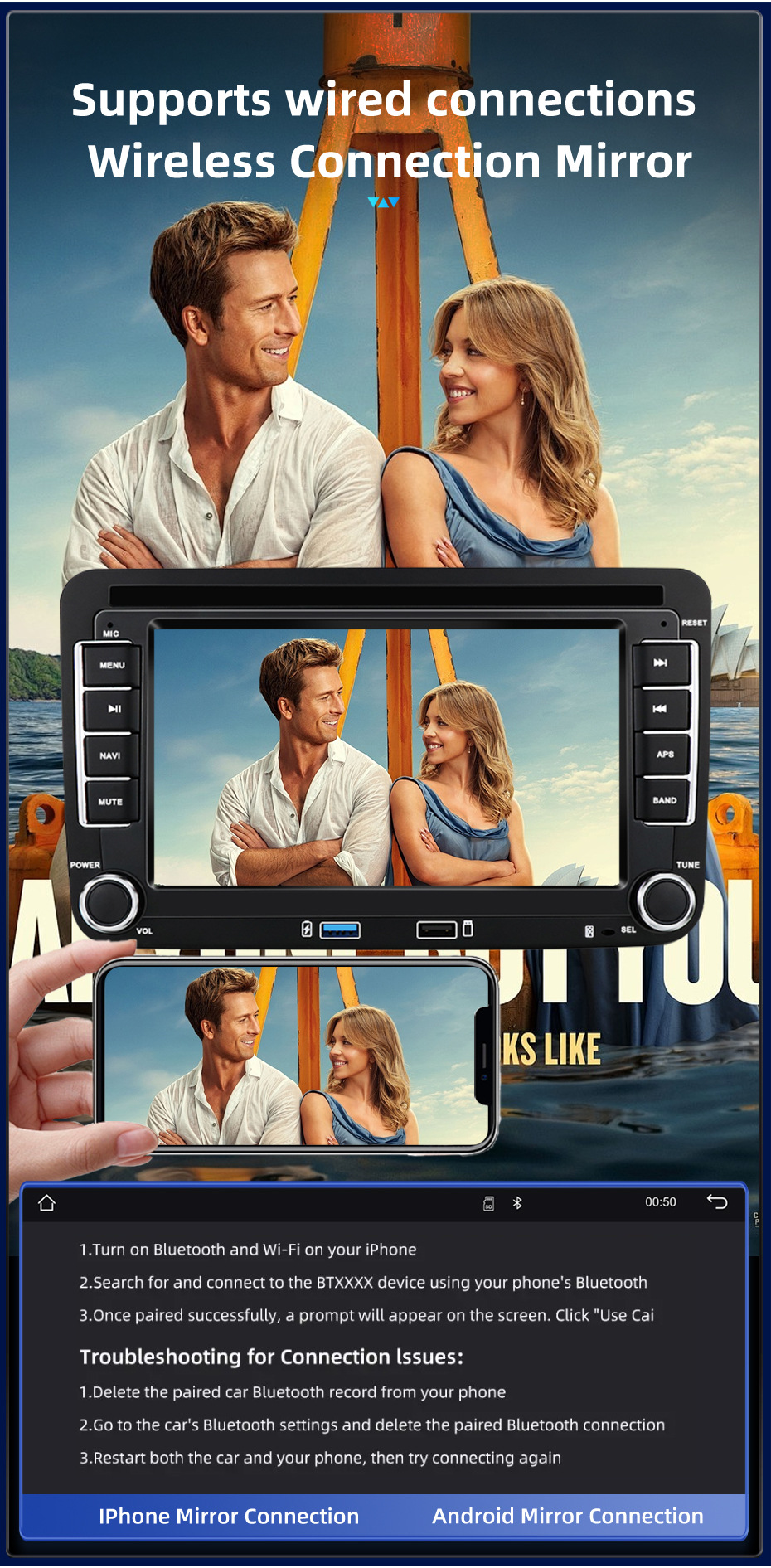 Suitable for Volkswagen, Skoda, and Seat 2Usb Models, Universal Car Central Control Large Screen Navigation, Reversing Image, and Radio