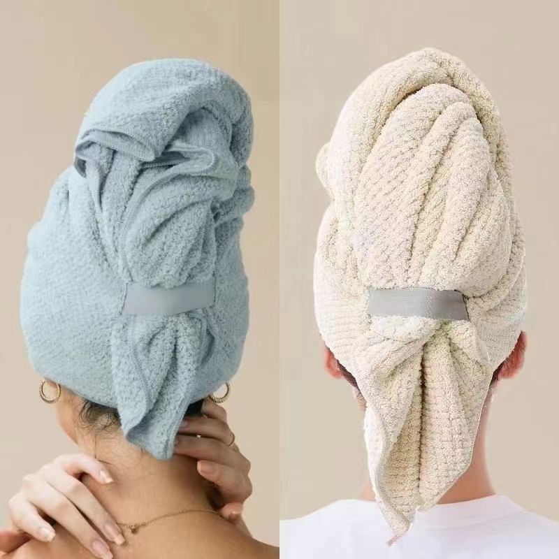 Serviette à cheveux en polaire corail pour cheveux longs séchage_voghion.com