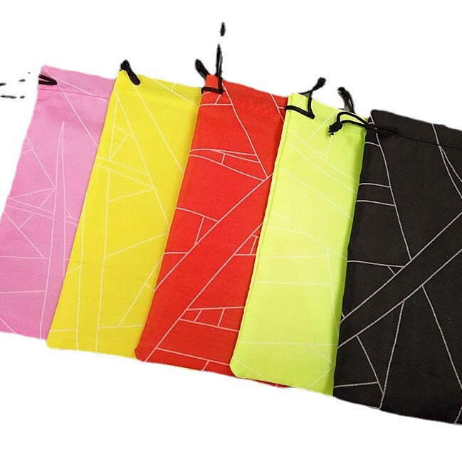 Colorful grid sunglasses bag glasses cloth bag zipper sunglasses case mobile phone bundle pocket double rope
