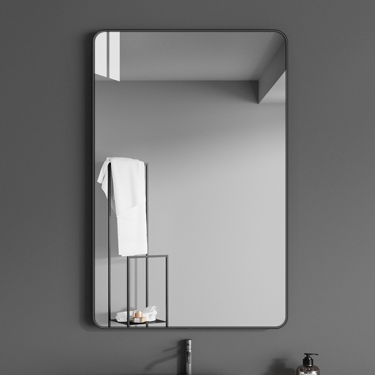 Bathroom Mirror, Bathroom Sink, Wall-Mounted, Punch-Free, Individual Glass Makeup Mirror with Frame, Silver Mirror, Custom Size