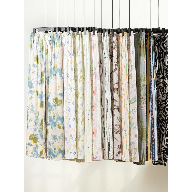 Cotton Silk Pajamas Women's Summer Thin Artificial Cotton Wide-Leg Pants Spring & Fall Outer Wear Loose Home Casual Nine-Point Long Pants