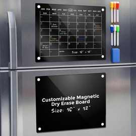 亚克力黑色黑底记事板留言板有机玻璃可擦写板家用亚克力冰箱贴