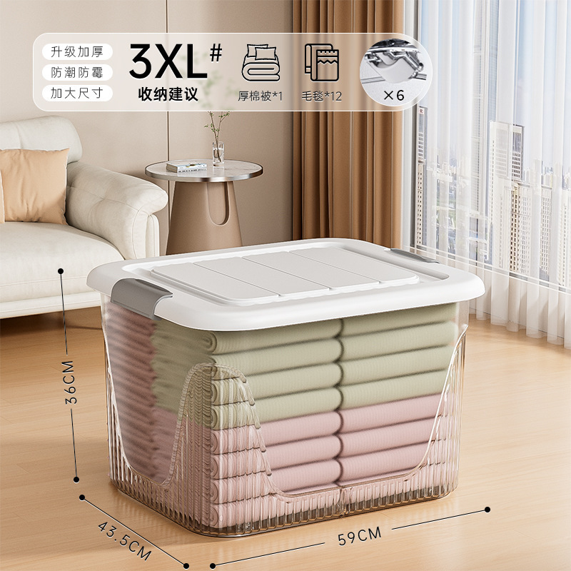 透明收纳箱大容量加厚家用衣服零食书本玩具塑料杂物储物箱整理盒|undefined