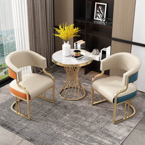 Semi-circular armrest dining chair, restaurant chair, creative backrest, leisure negotiation reception, manicure shop, beauty salon, luxury tea chair