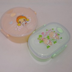 BG54 Double-layer Plastic Meal Box Microwave Lunch Box with Spoon Sealed Meal Box Wanhui Department Store