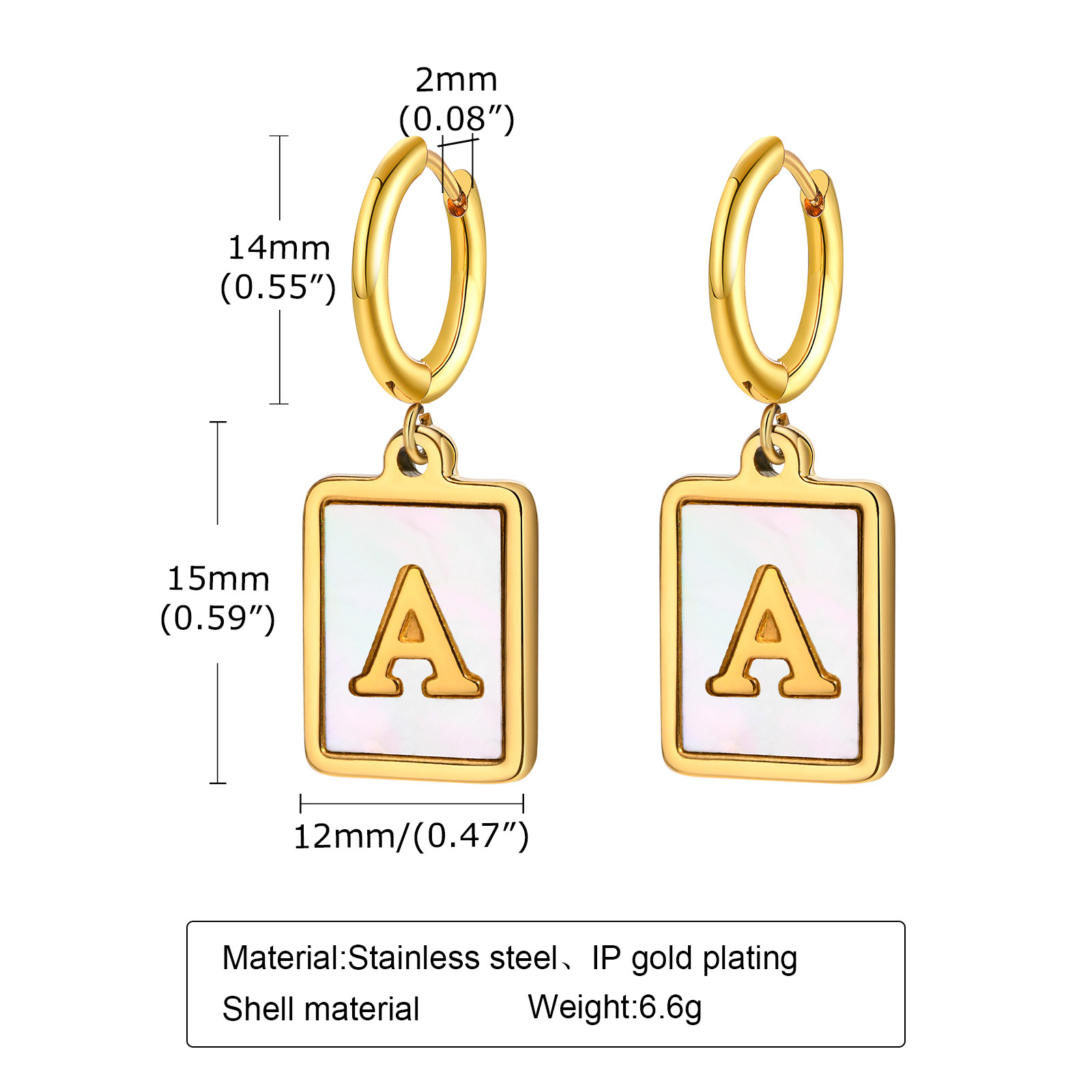 Simple Style Letter Stainless Steel Plating Dangling Earrings 1 Piece