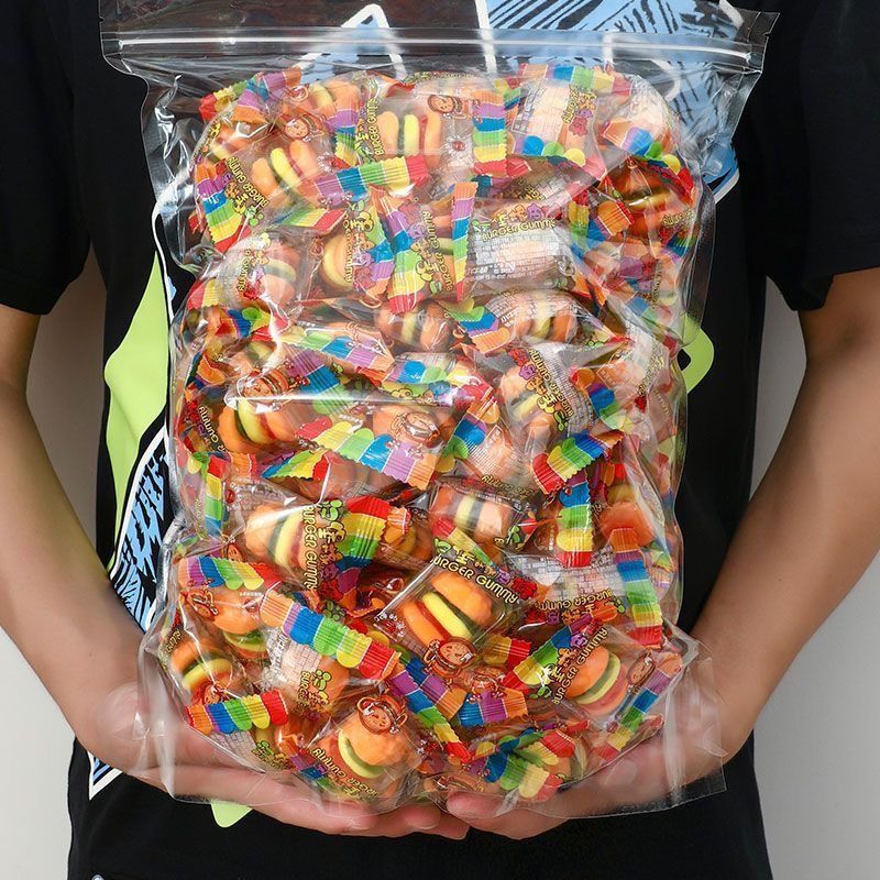 店铺汉堡糖果软糖橡皮糖网红果汁儿童零食批发独立散装怀旧