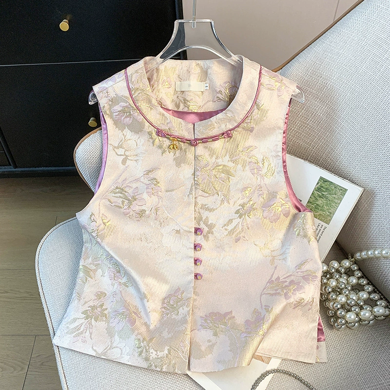 Легкая экстравагантная мода новый китайский стиль, пряжка из золота, парча, жилет классический кардиган