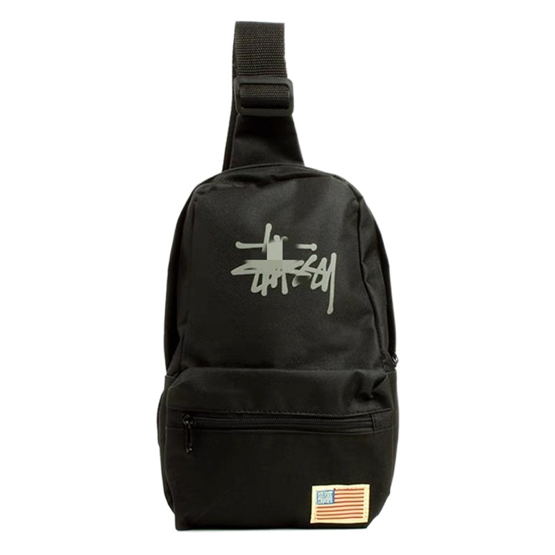 Colour Japanese Magazine Appendix Style Trendy Brand Black Single Shoulder Crossbody Bag Double Zipper Chest Bag Trendy New Product