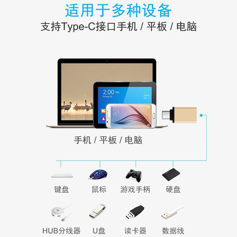 Android Otg Type-C to Usb3.0 Adapter Memory Card U Disk Adapter Suitable for Apple 15 Xiaomi Huawei