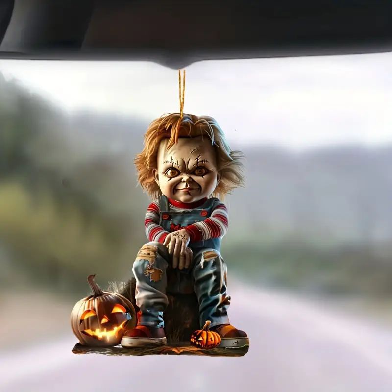 Transfronterizos cicatrices de Halloween asesinar colgante de espejo retrovisor acrílico plano interior colgante de espejo retrovisor decoración