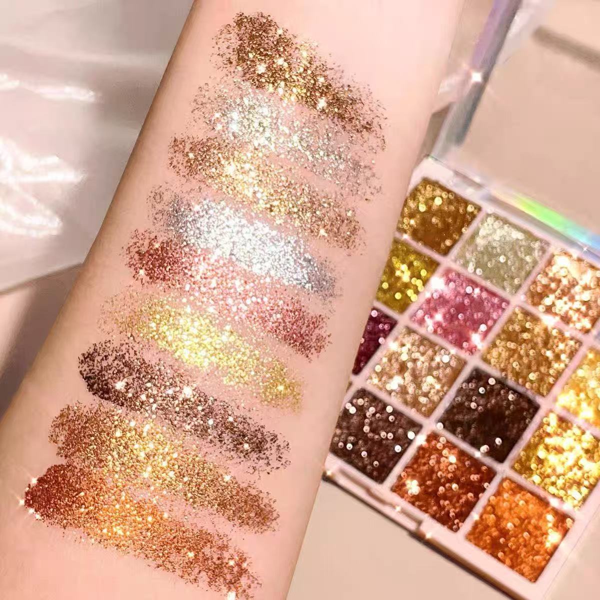 Capel-paleta de sombras de ojos con lentejuelas y purpurina de 16 colores, maquillaje brillante para actuación de estudiantes, maquillaje de ojos