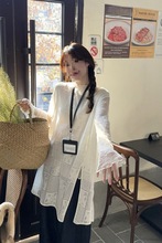 温柔风不规则叠穿开叉镂空马甲衬衫女2025春夏新款时尚两件套