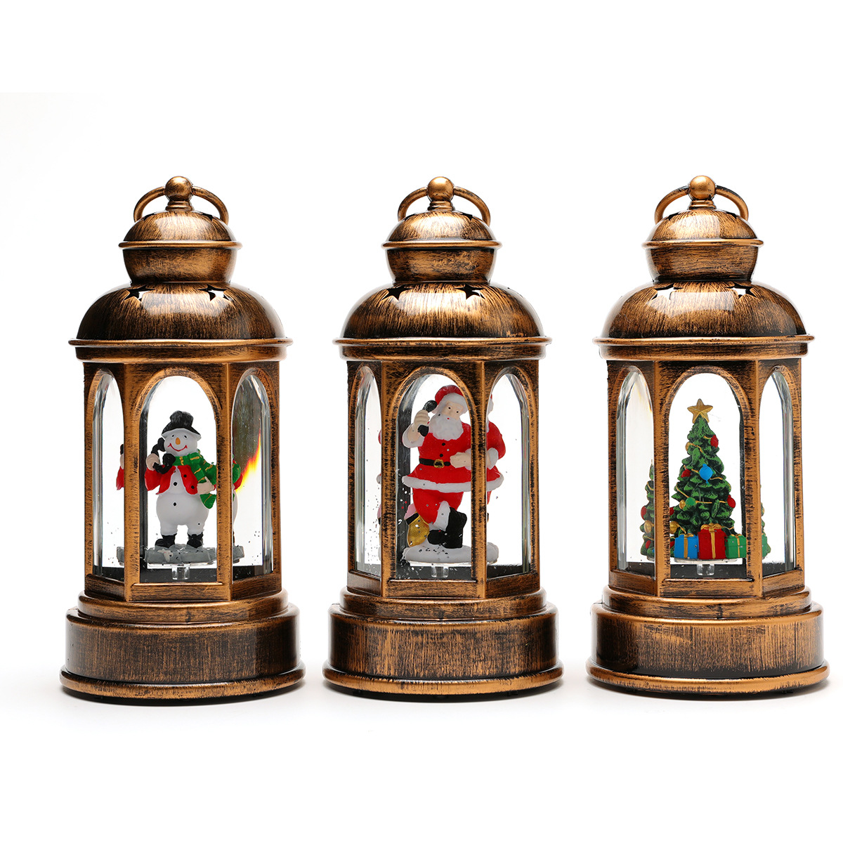 Decoraciones navideñas Caja de música luminosa de Santa Claus Lámpara de aceite grande Lámpara de viento de Navidad Regalo de mesa de barra