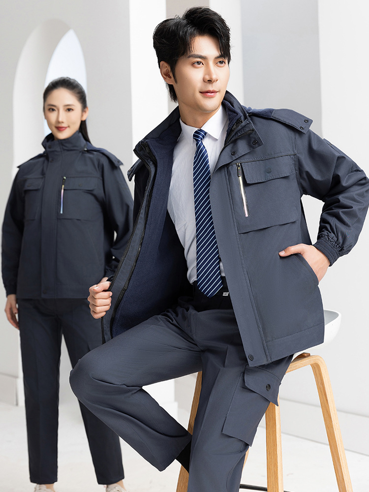 Fabricante al por mayor ropa de algodón ropa de trabajo agitación de lana desmontable revestimiento interior ropa de protección laboral hombre y mujer chaqueta engrosada invierno