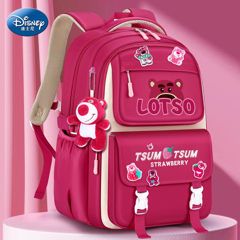 Genuine Disney Strawberry Bear Theme Schoolbag Girls Primary School Students Large Capacity Children's 2025 Backpack
