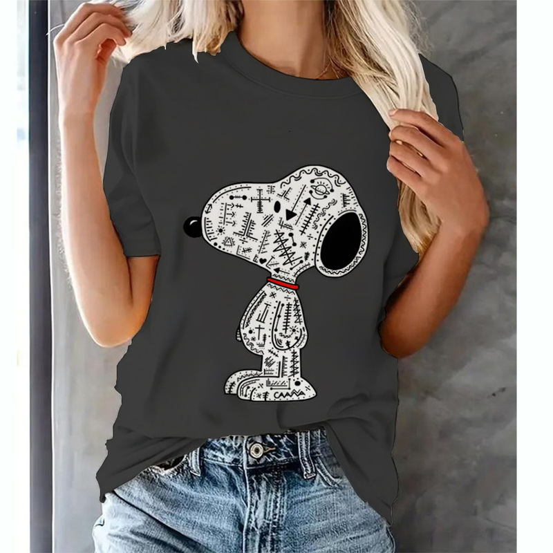 Cartoon Kawaii Snoopy Pattern 3D Printed T-Shirt Summer Casual Short Sleeve Harajuku Style Top Women's T-Shirt Cartoon Kawaii Snoopy Pattern 3D Printed T-Shirt Summer Casual Short Sleeve Harajuku Style Top Women's T-Shirt