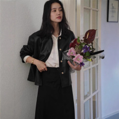 意法气质小个子2025新款皮炸街皮衣外套女春秋感机车服显瘦黑色
