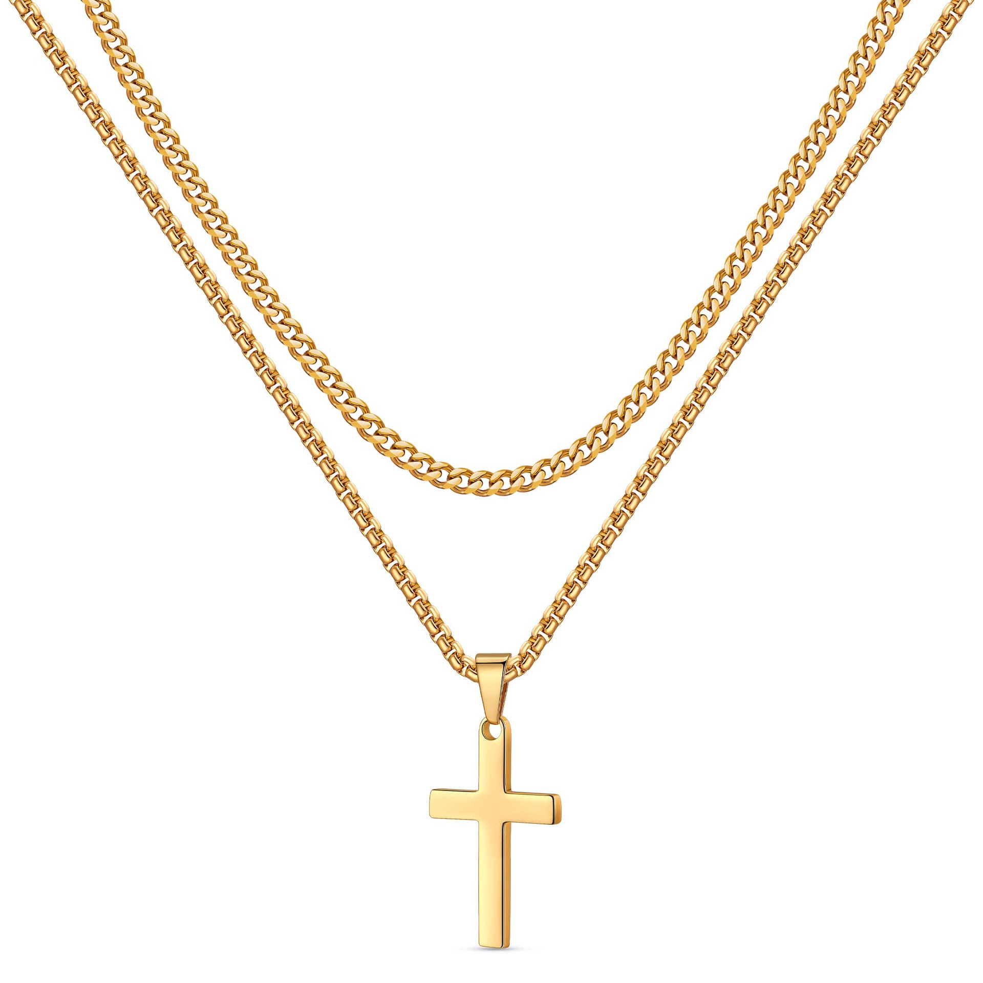 Collier pour homme en acier inoxydable avec pendentif croix_voghion.com