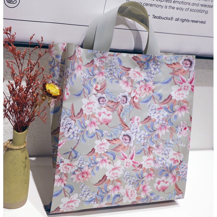 j8外加大特厚出手灰色塑料花冬季服装店手提袋复古轻奢胶袋服装g3