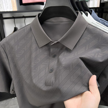 男士t恤短袖翻领夏季滑感冰丝上衣中年半袖polo衫白灰浅绿无
