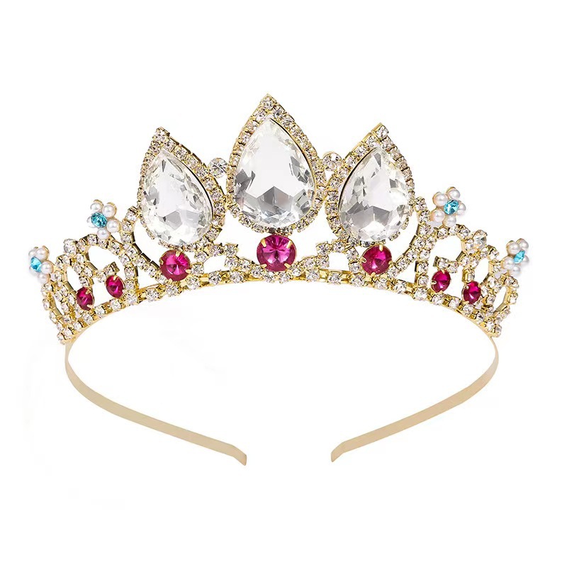 Rhinestone Crown Headband - Pink