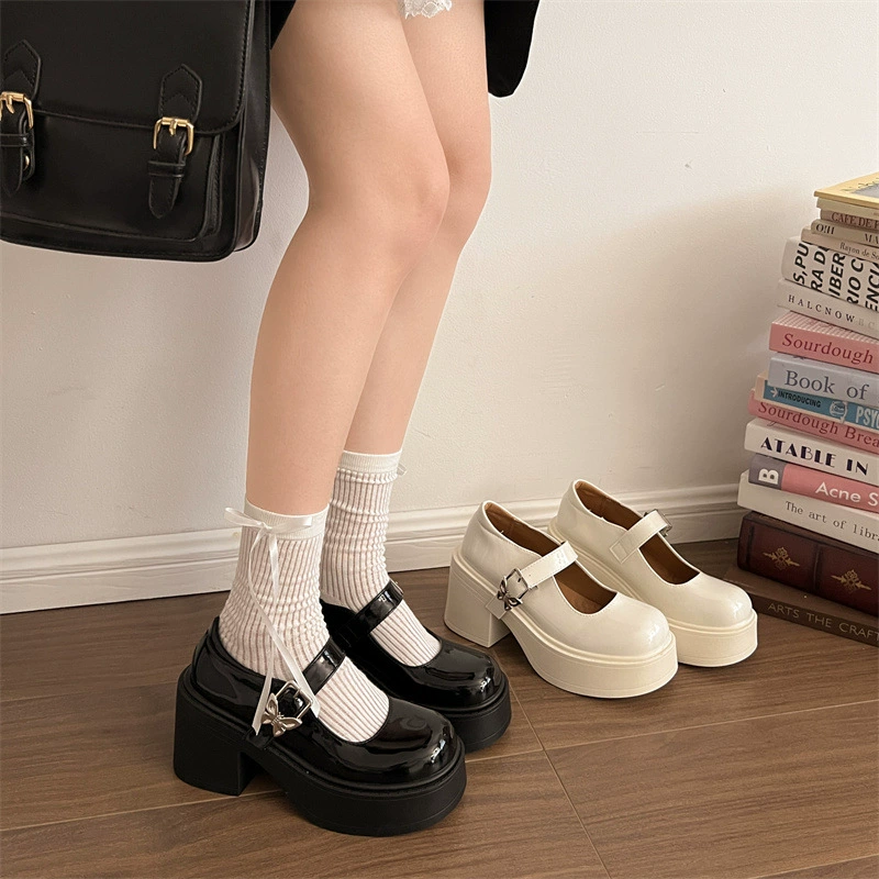 Маленькие кожаные туфли в британском колледже женские японские туфли на толстых каблуках