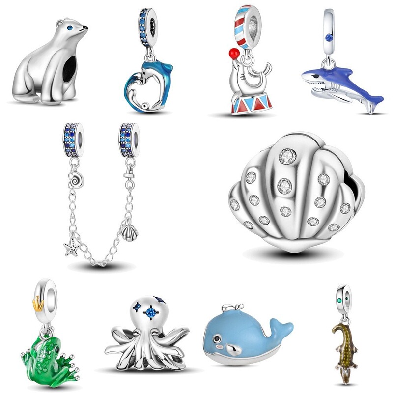 One-piece delivery Ocean style Dolphin Whale pendant beads copper plated 925 silver DIY bead bracelet necklace cross-border wholesale One-piece delivery Ocean style Dolphin Whale pendant beads copper plated 925 silver DIY bead bracelet necklace cross-border wholesale