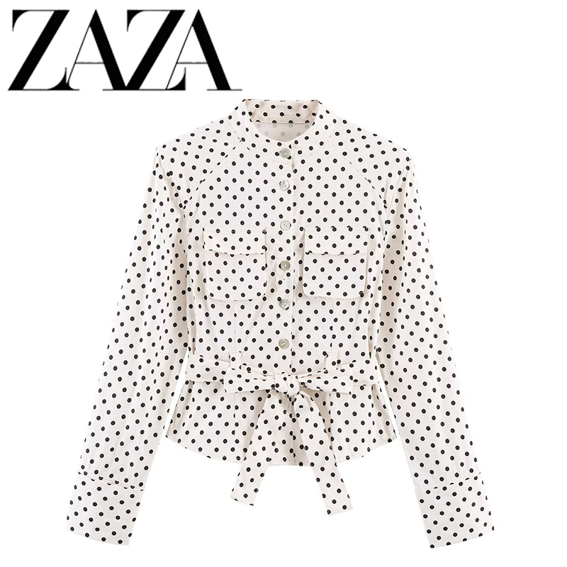 Zaza Self-Made European and American Style Wholesale Women's Clothing, Fashionable and Versatile, Polka Dot Shirt-Style Jacket for Cross-Border Trade