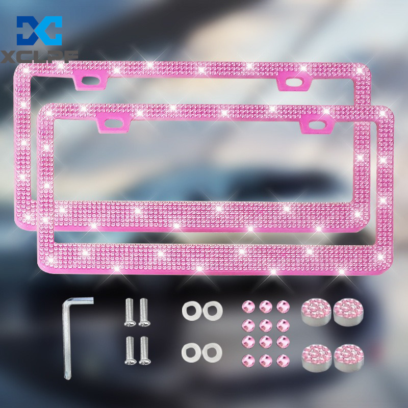 American, Canadian and Mexican Universal Diamond License Plate Frames, Three Styles of Plastic Acrylic Diamond License Plate Frames