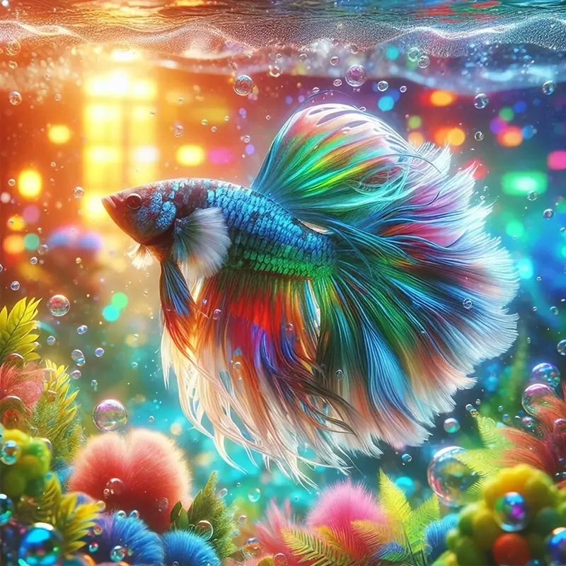 5D alta calidad AB polvo de hadas resina diamante color pescado Diy diamante pintura decoración de la sala de estar regalos hechos a mano al por mayor